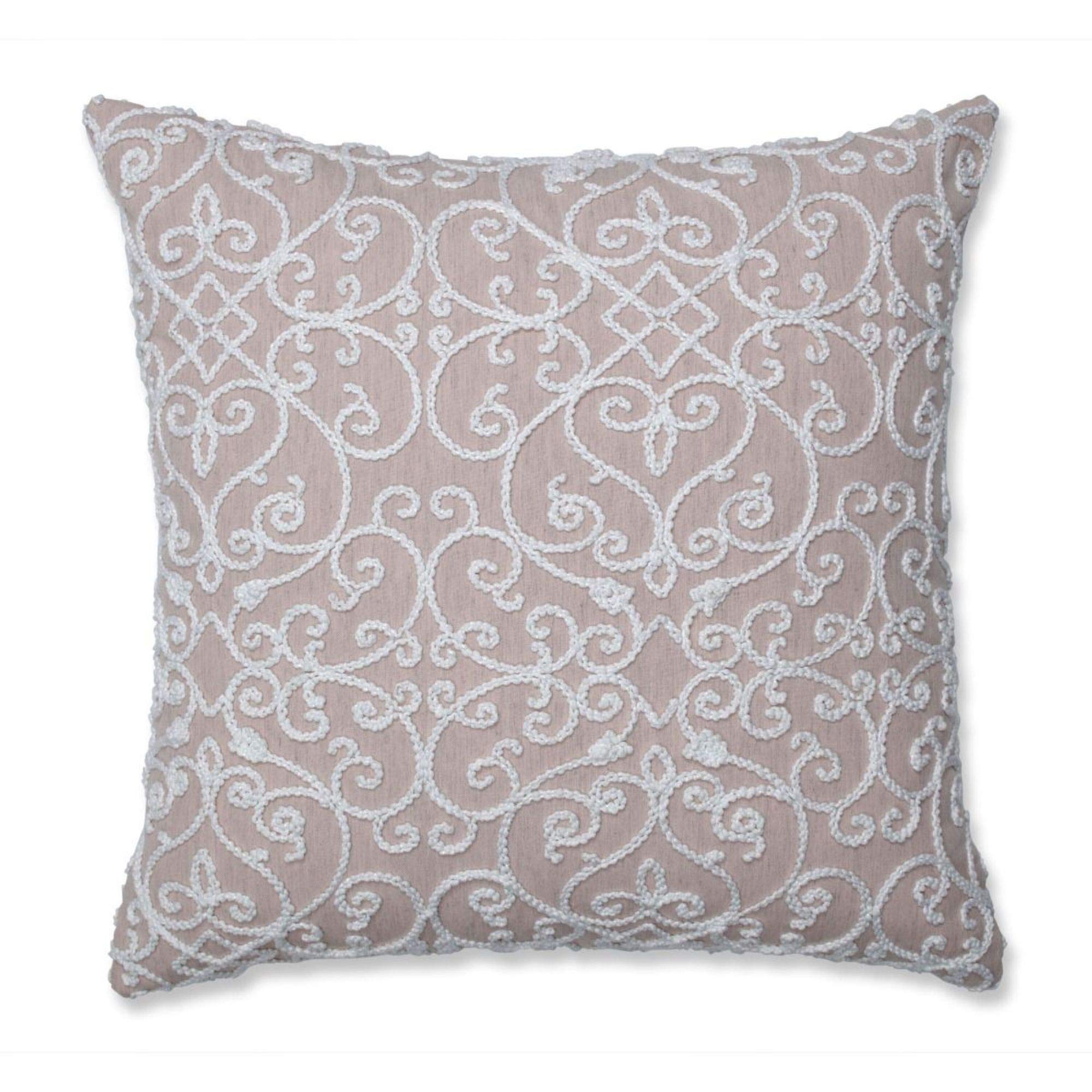 CC Home Furnishings 18 Inch Pink and White Square Throw Pillow - UV Resistant Indoor Decorative Cushion for Sofa, Bed, Living Room & Dorm Decor