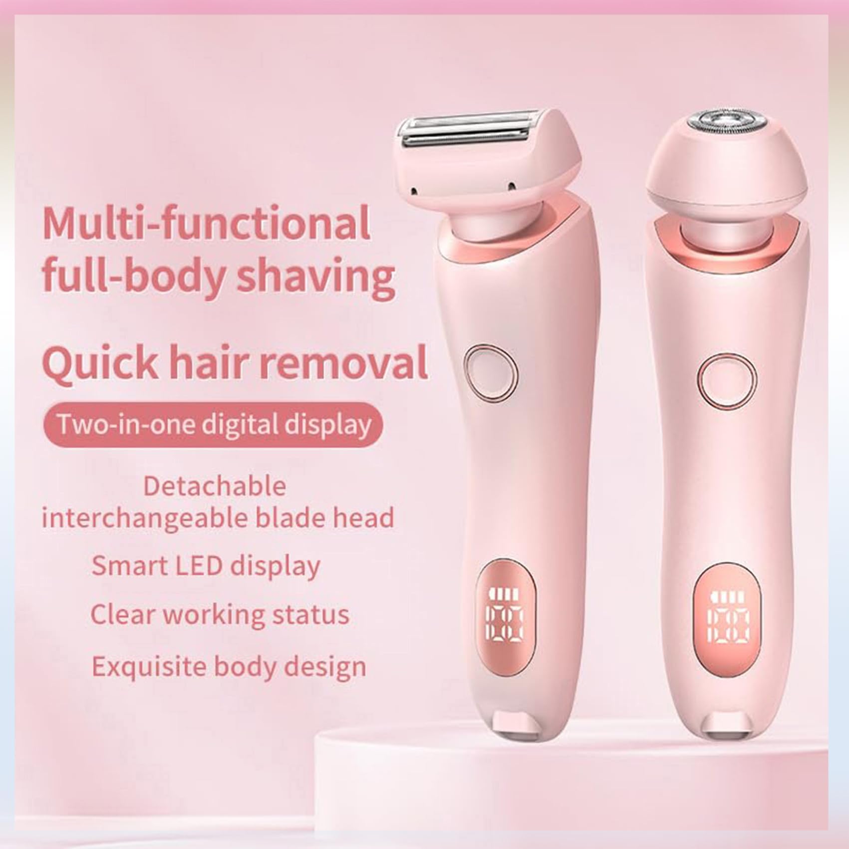 2025 New 2-in-1 Electric Shaver for Women - Rechargeable Wet/Dry Cordless Razor with LED Display (Blue) | Perfect for Travel, Gym & Quick Hair Removal at Home