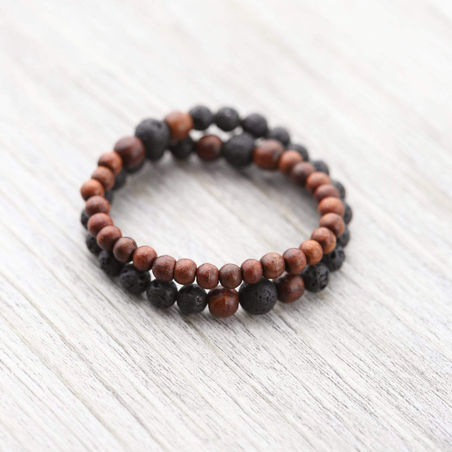 Healing Rosewood & Lava Rock Wrist Mala Bracelet - Natural Stress Relief & Meditation Beads for Yoga, Mindfulness & Spiritual Practice