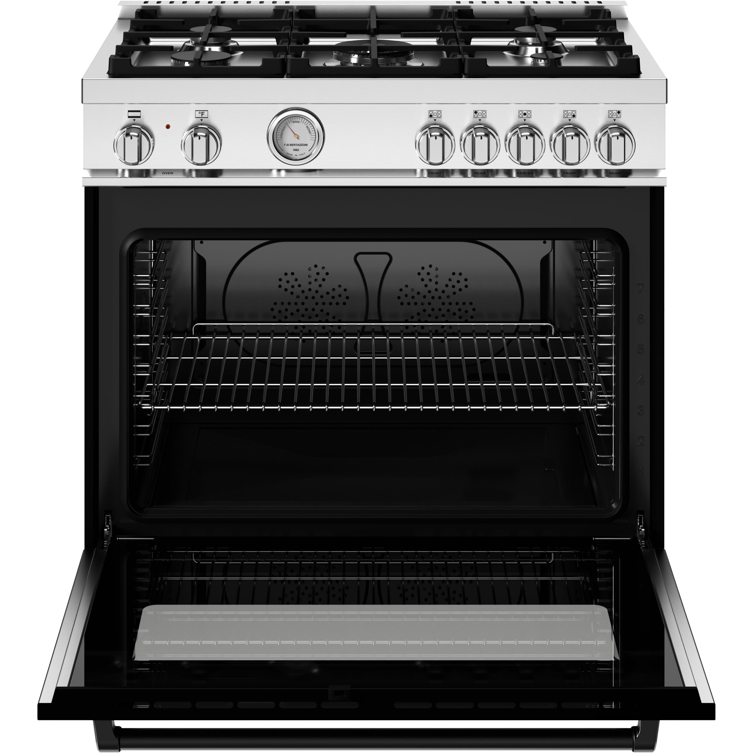 Bertazzoni 36 Inch Freestanding Dual Fuel Range MAS365DFMNEV - Professional Gas & Electric Oven for Home Kitchen, Perfect for Baking, Roasting, and Gourmet Cooking