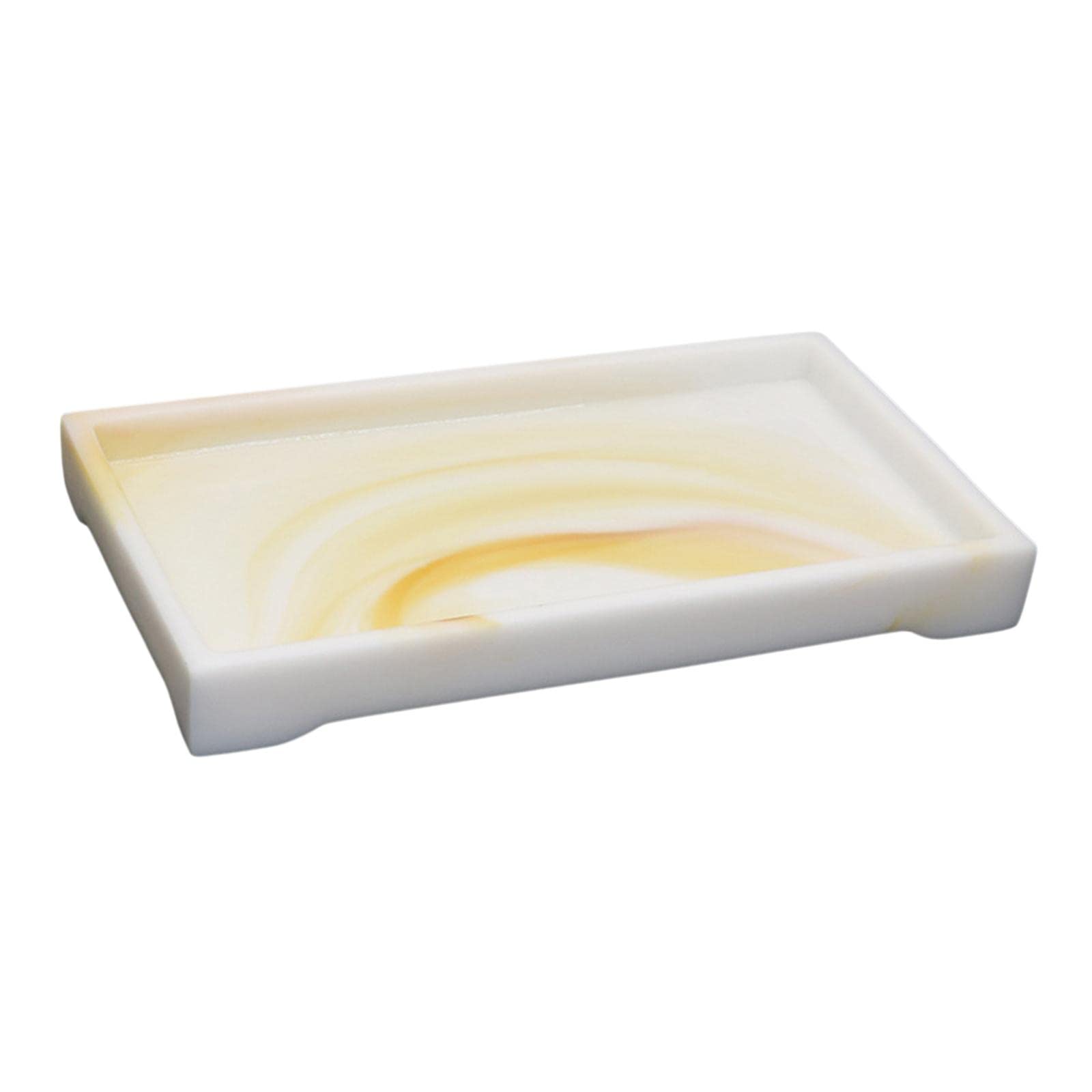 Luxury Bathroom Tray & Jewelry Organizer - White & Yellow Decorative Sink Tray for Jewelry, Perfume, Soap - Perfect for Vanity, Bathroom Counter, Kitchen Sink & Toilet Decor