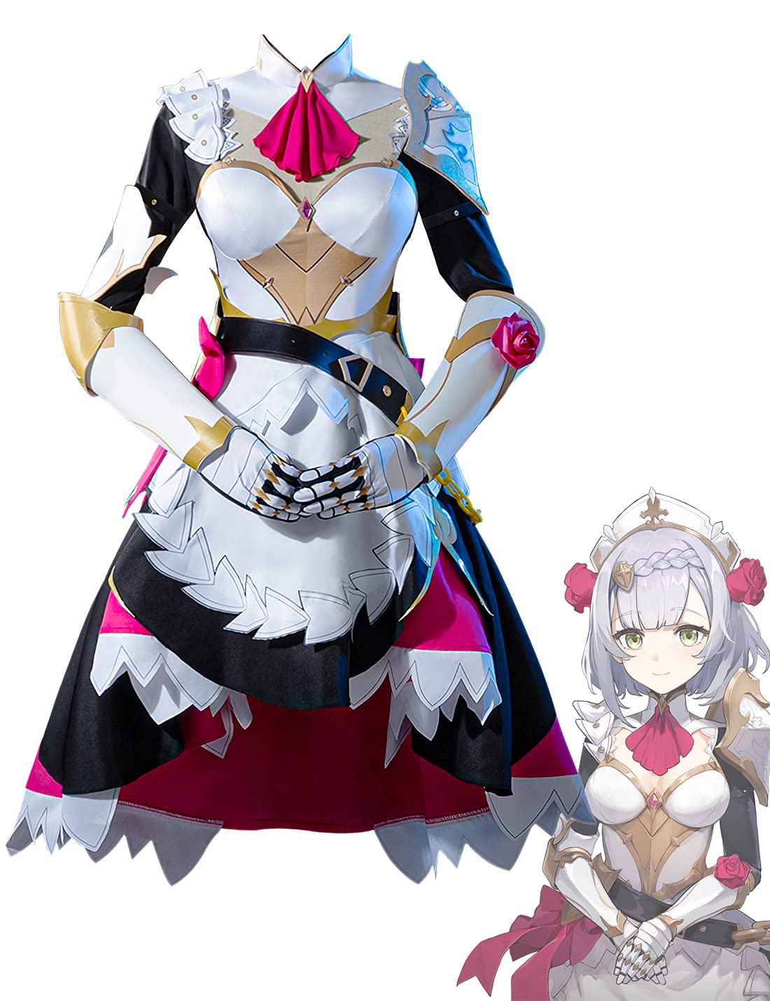 Genshin Impact Noelle Cosplay Costume - Anime Maid Apron Dress with Accessories for Halloween, Cosplay Events & Themed Parties