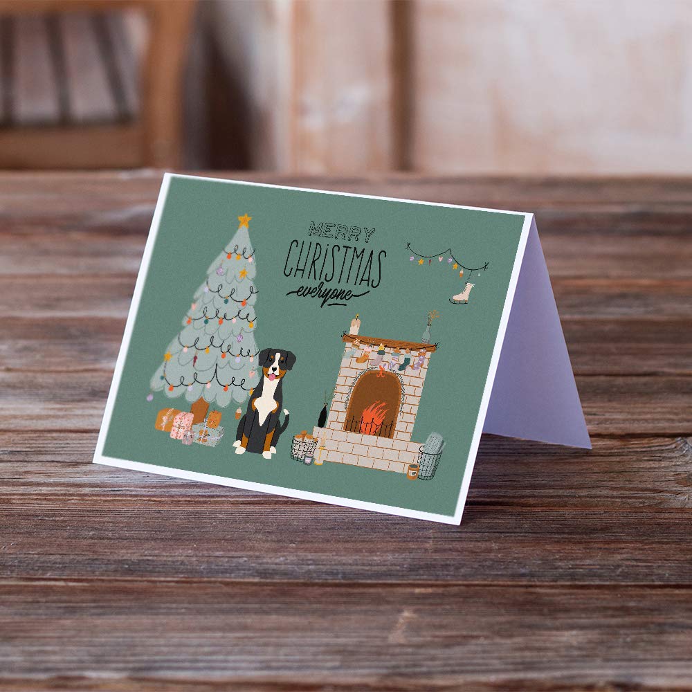 Entlebucher Christmas Everyone Greeting Cards - Pack of 8 Blank A7 Note Cards with Envelopes (5x7 inches) | Whimsical Holiday Stationery for Christmas Greetings, Thank You Notes & Festive Correspondence
