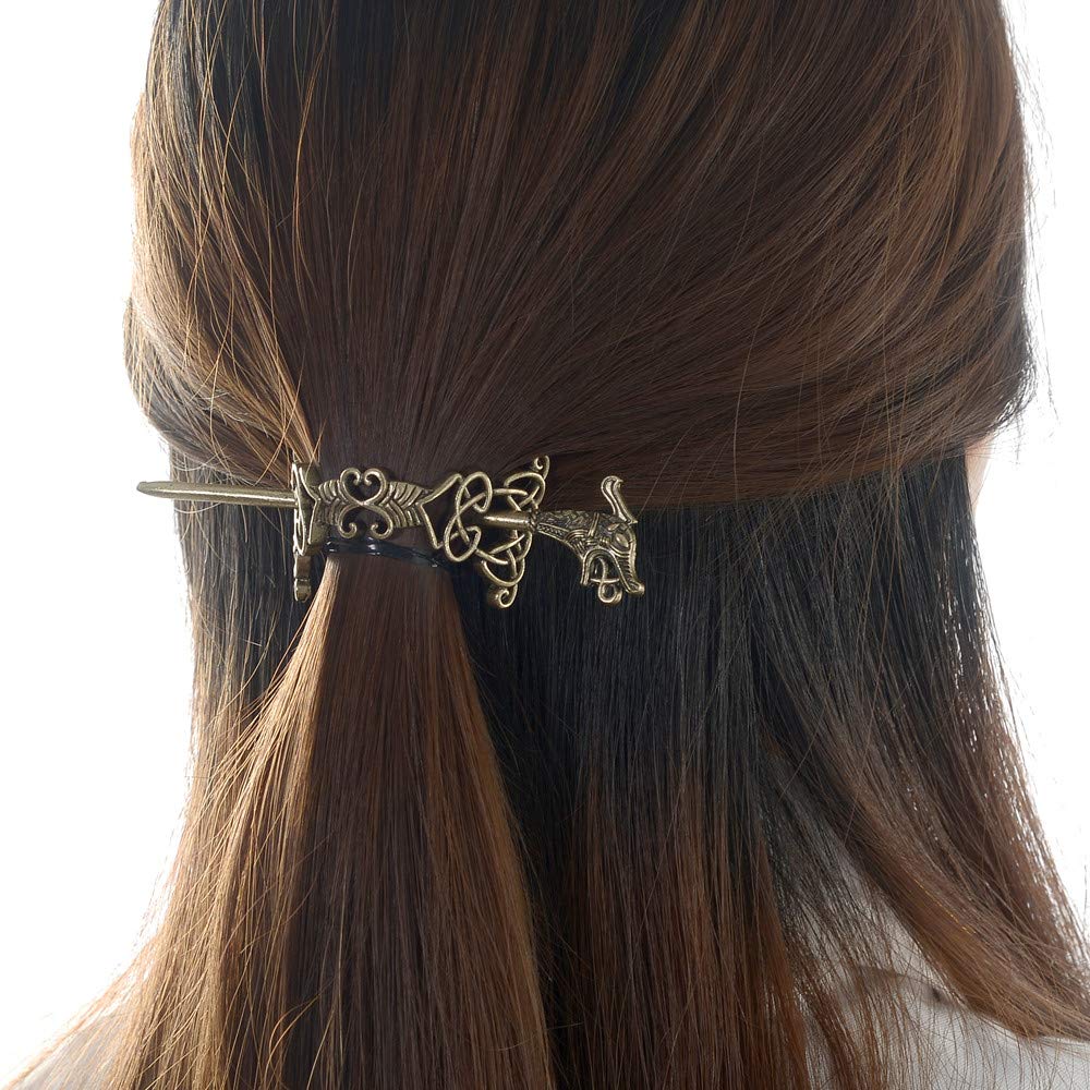 Viking Hair Jewelry - Large Celtic Knot Dragon Hairpins for Women, Norse Viking Crown Hair Clips, Braid Barrettes & Long Hair Accessories | Perfect for Medieval Festivals, Cosplay, and Boho Wedding Hairstyles