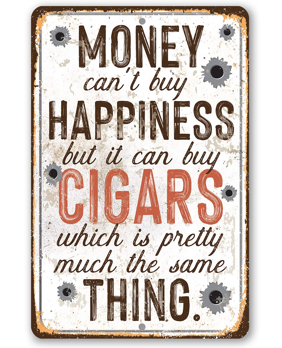 Funny Man Cave Signs - Money Can Buy Cigars Metal Wall Decor - Vintage Tin Signs for Indoor & Outdoor Use - Perfect for Home Bar, Basement Decor & Father's Day Gifts - Great for Man Caves, Garages, and Game Rooms
