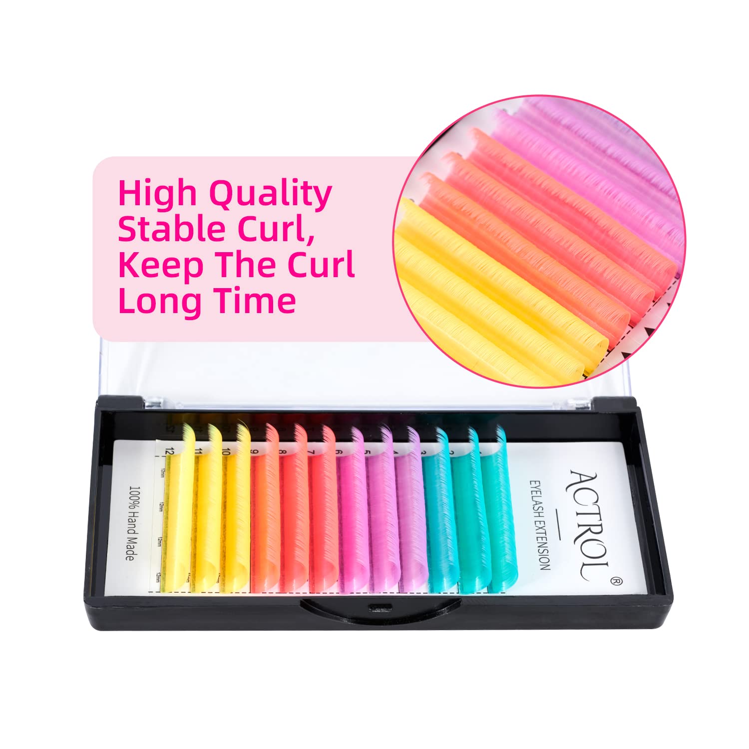Vibrant Colored Neon UV Eyelash Extensions - 14mm 0.07D Curl Glow Under Blacklight | Blue, Yellow, Purple, Pink Multi-Color Mixed Set for Parties, Raves & Nightlife | Easy Fan Application for Stunning UV Effects