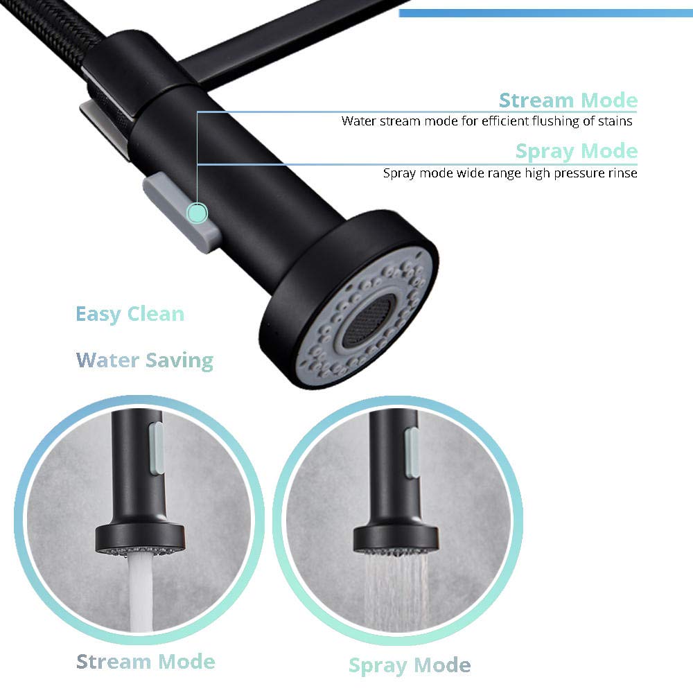 Matte Black Pull Down Sensor Kitchen Faucet with Smart Touch Control - Sensitive Touchless Water Mixer Tap for Modern Kitchen Sink, Ideal for Cooking, Washing Dishes and Hands-Free Cleaning