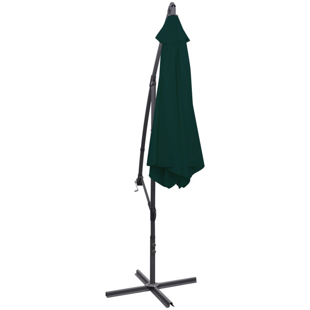 10FT Aluminum Outdoor Patio Umbrella with Crank - UV Resistant Garden Parasol for Table, Market & Hanging Use - Includes Portable Base Stand (Green) - Perfect for Backyard, Poolside & Commercial Spaces