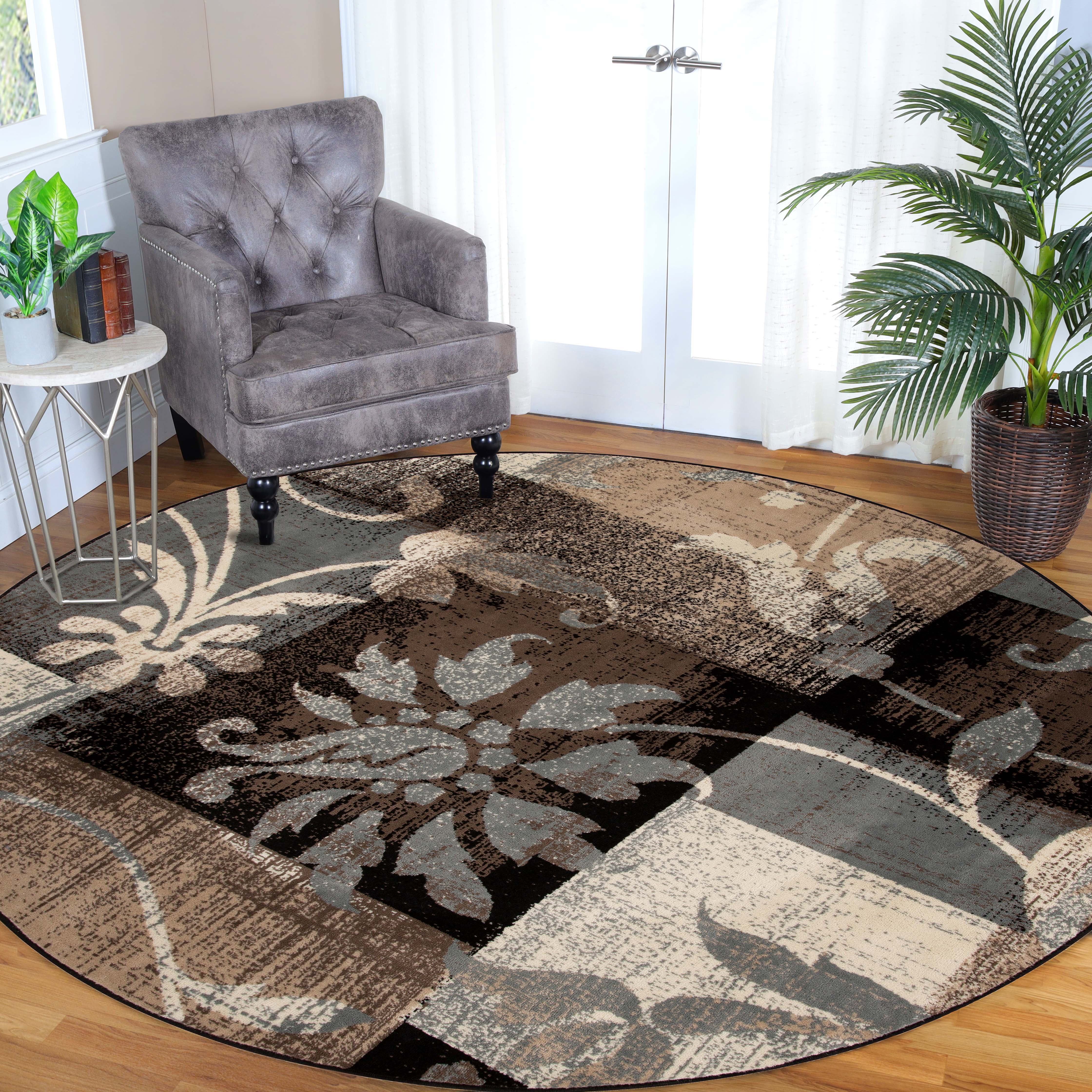 Stylish Pastiche Contemporary Floral Patchwork Area Rug - Non-Slip Indoor Runner for Living Room, Bedroom & Hallway Decor