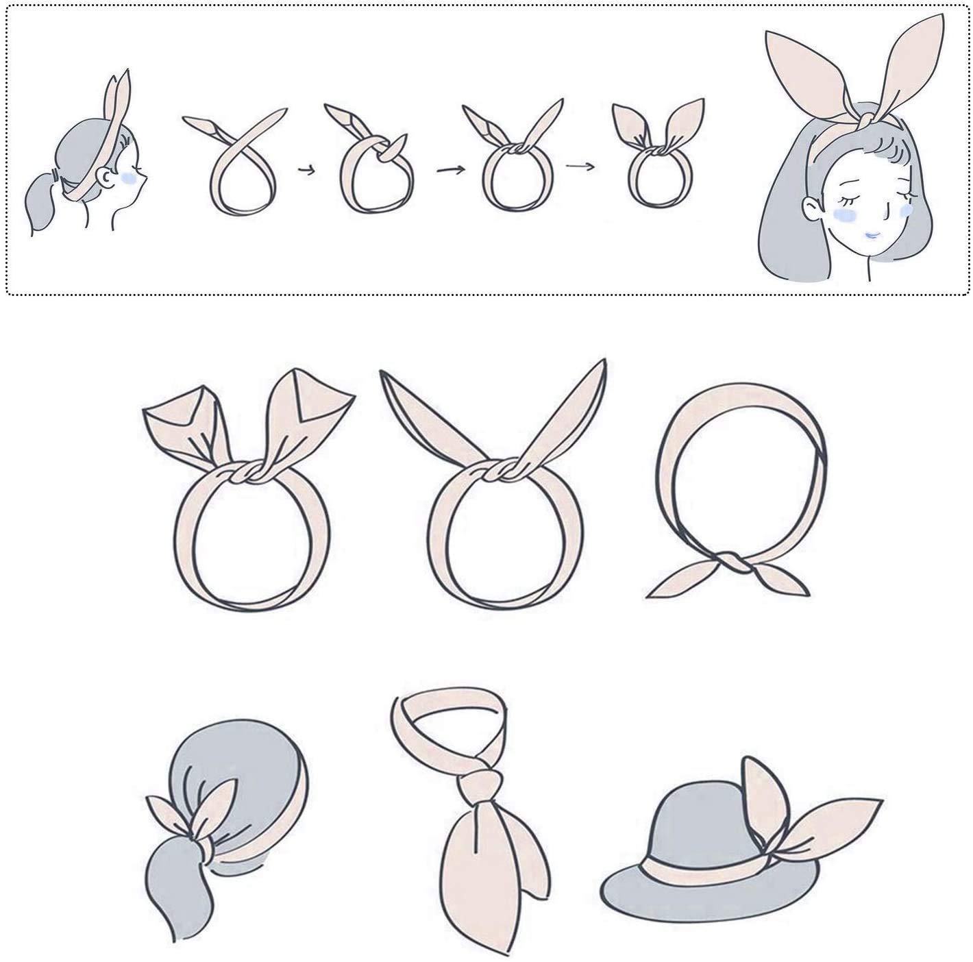 Stylish NAVMAV Korean Hair Accessories - 6-Pack Solid Fabric Knot Twist Bow Headbands with Wire Bunny Ears for Women & Girls | Perfect for School, Parties, and Everyday Fashion