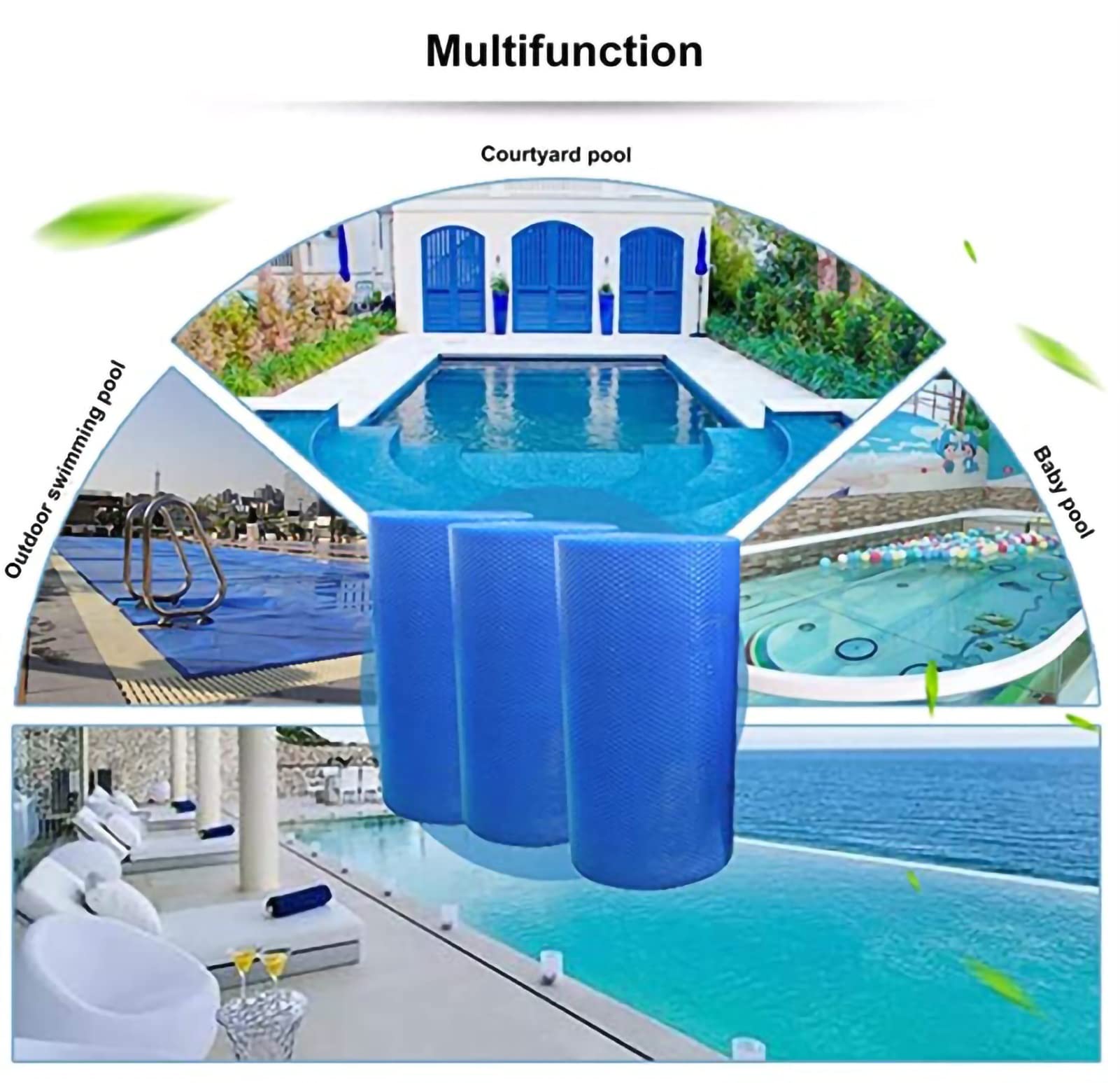 Solar Pool Cover 5m x 8m (16ft x 26ft) - UV Protection, Heat Insulation, Foldable Bubble Film for Inground & Above Ground Swimming Pools - Perfect for Energy Savings and Extended Swimming Season