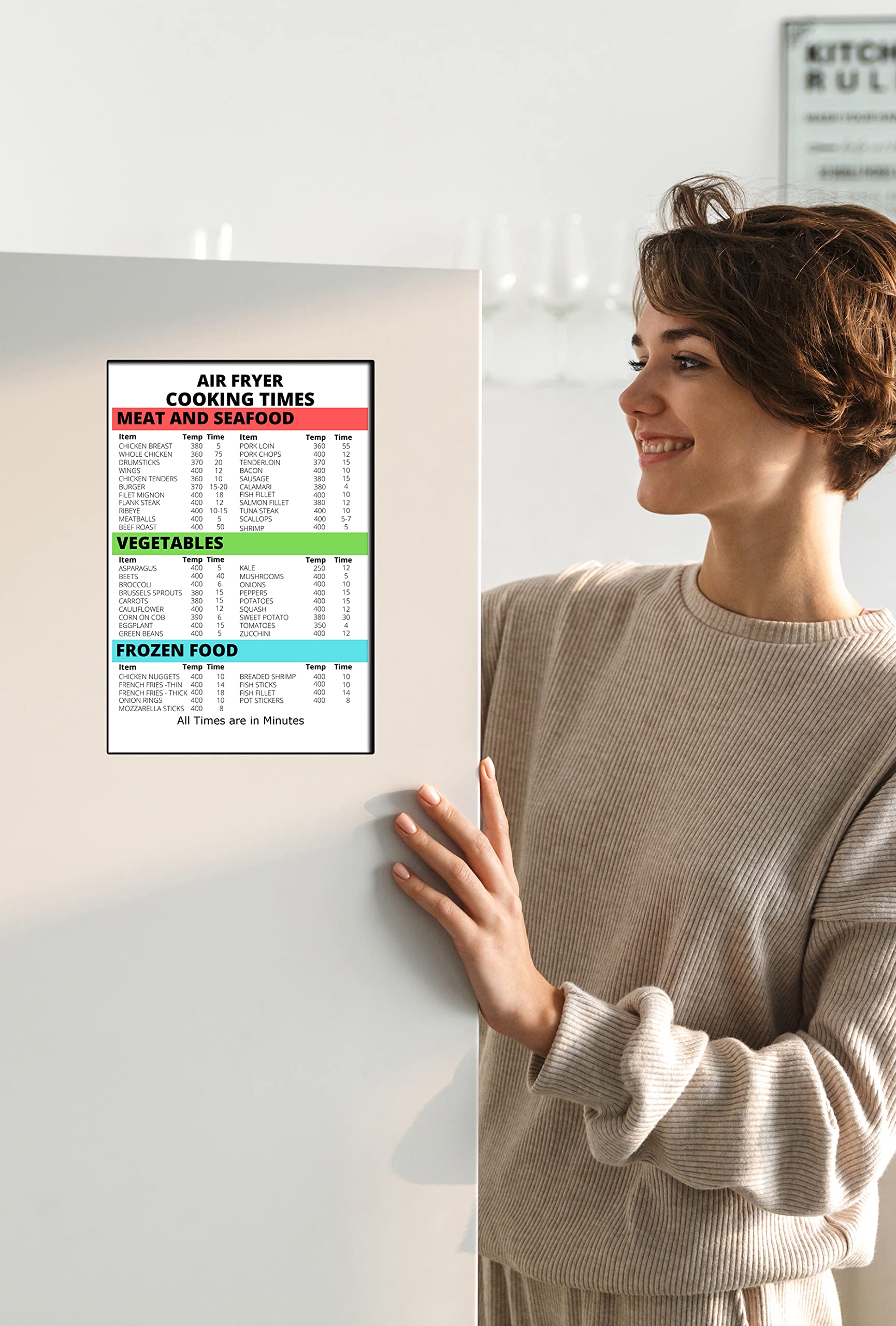 6x9 Inch Kitchen Measurement Conversion Magnet Sign - Cooking Chart with Air Fryer Times & Temperature Guide | Perfect for Home Chefs & Baking Enthusiasts