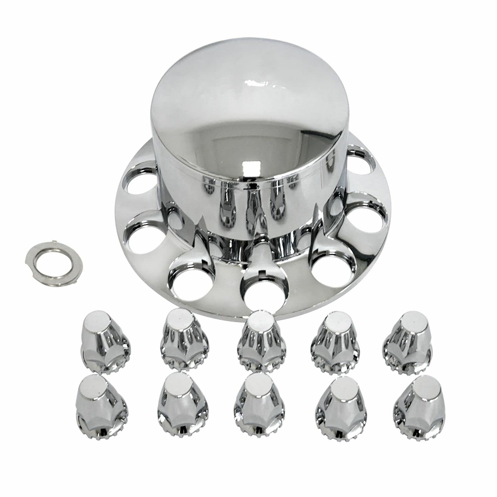 33mm Chrome Lug Nut Covers for Semi Truck Axles - Complete Wheel Cover Set with Installation Tool (Front & Rear) - Perfect for Truck Accessories & Fleet Maintenance
