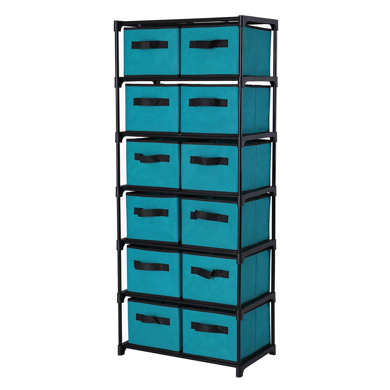 Teeker 12-Drawer Storage Organizer with Non-Woven Fabric Bins - Space-Saving Closet, Bedroom, Nursery & Office Organization Solution