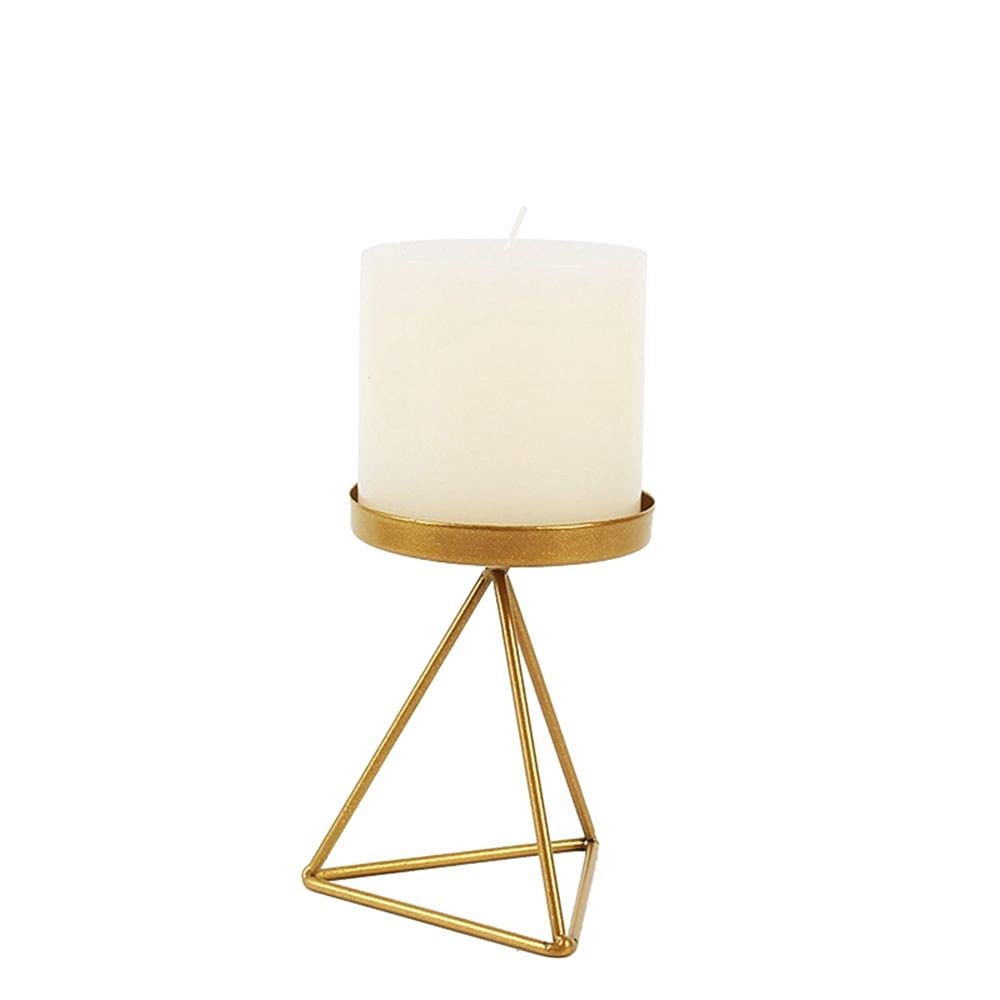 Geometric Triangle Candle Holder - Gold Metal Candlestick Stand for Table Centerpiece, Home Decor & Party Supplies | Perfect for Dining Tables, Weddings & Holiday Decorations
