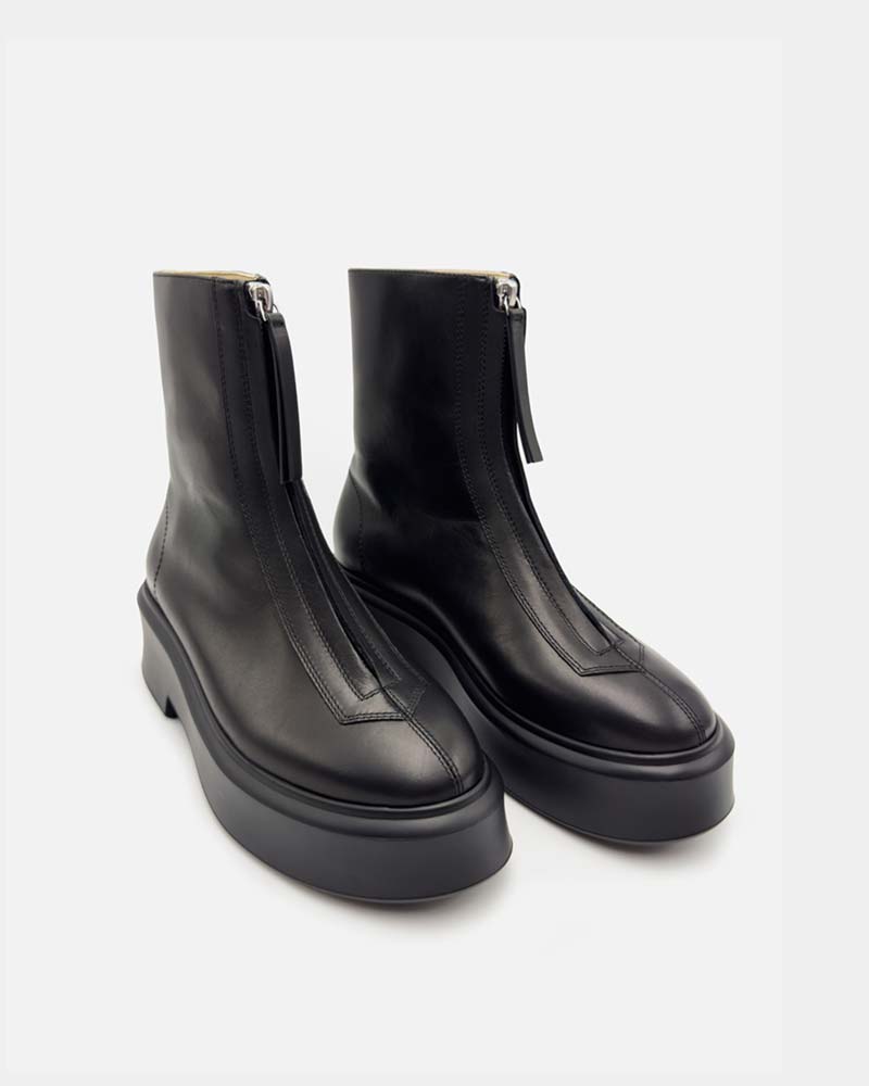 Stylish Black Leather Platform Ankle Boots for Women - Chunky Heel & Comfortable Walking Shoes | Perfect for Fall Fashion, Night Out & Casual Wear