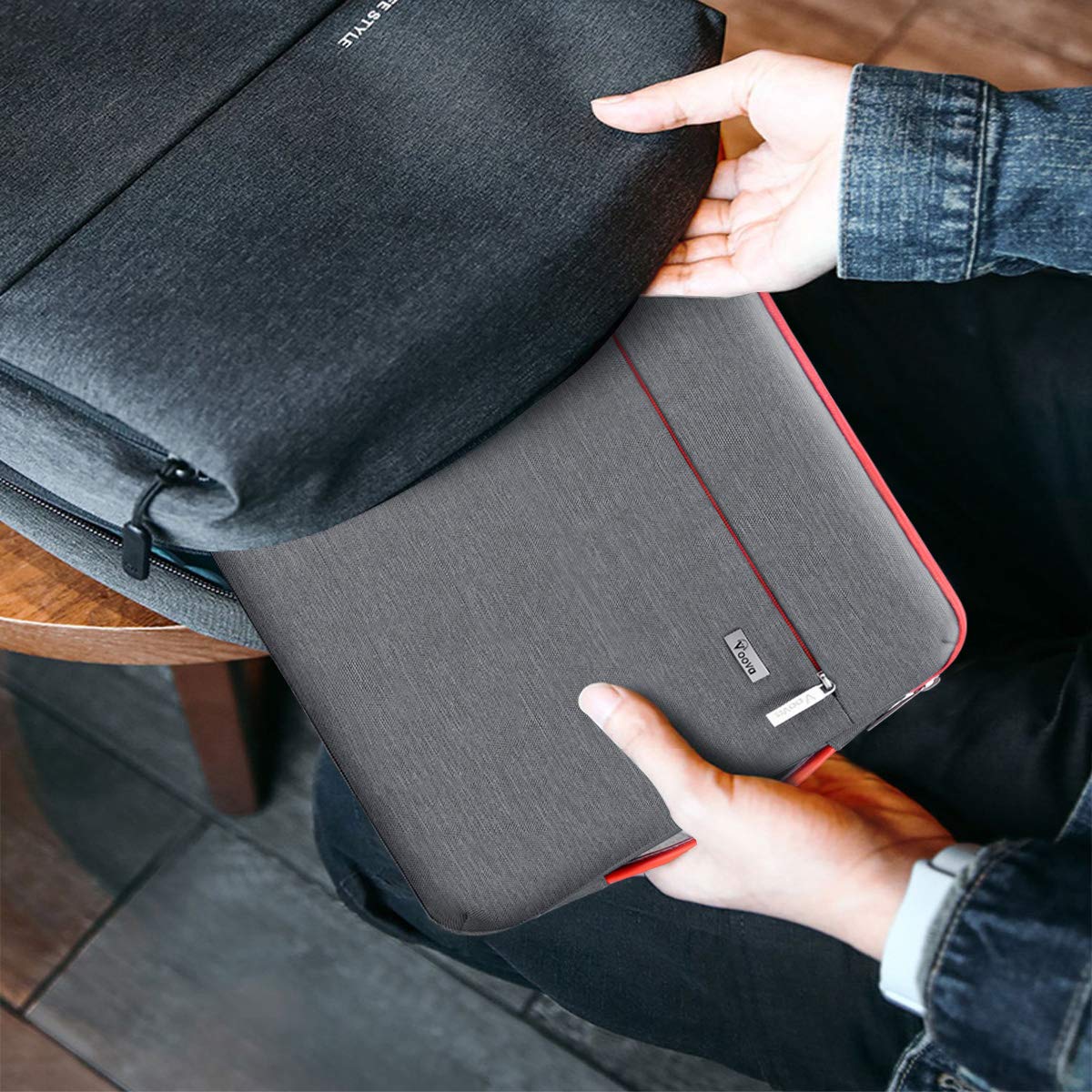 Voova 15.6-16 Inch Laptop Sleeve Case - 360° Protective Computer Bag for MacBook Pro 16 M3/M2/M1 (2023-2019), Dell XPS 15, HP, Acer & Asus - Grey with Organizer Pockets | Perfect for Work, Travel & School Commute