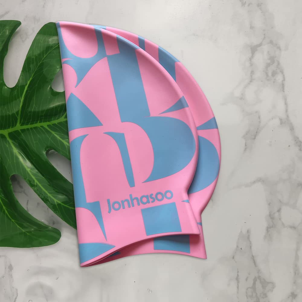 Women's Printed Swim Cap for Long Hair - Waterproof Silicone Swimming Cap for Women - Perfect for Lap Swimming, Pool Workouts & Competitive Swimming