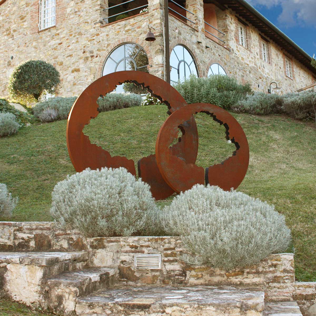 Modern Corten Steel Outdoor Sculpture - Rust-Resistant Garden Art for Patio, Yard, and Landscape Decor