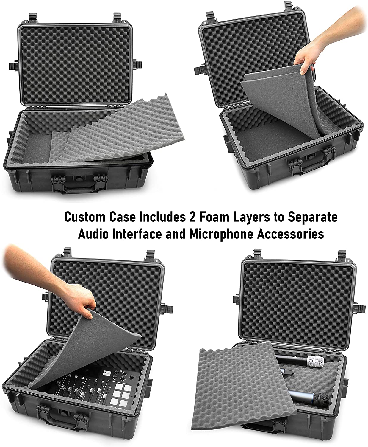 CASEMATIX Waterproof Hard Case for Yamaha MG12XU 12-Channel Audio Mixer - Durable Foam Protection Fits Mixers up to 17