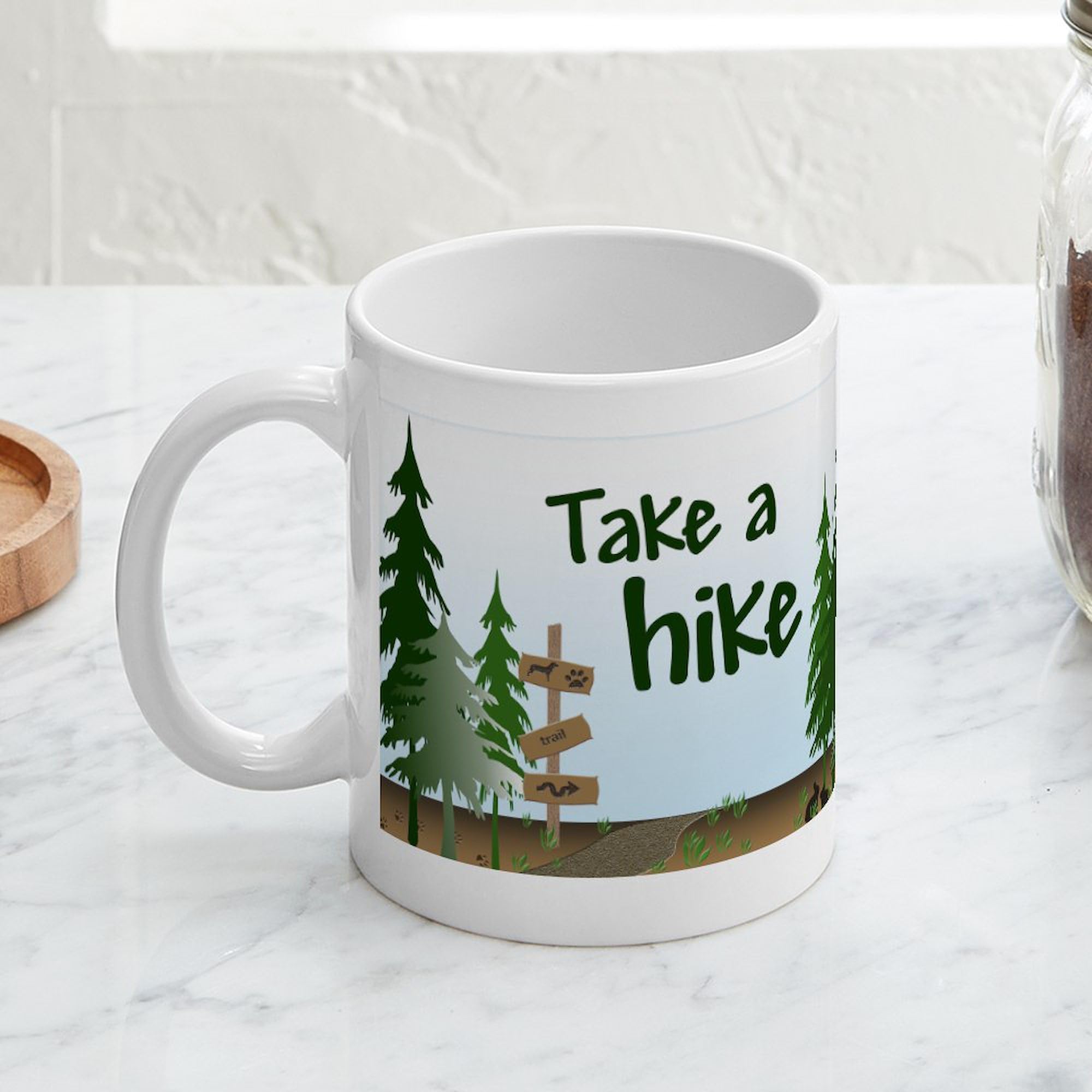 Take A Hike Mug 11 oz (325 ml) - Ceramic Coffee Cup with Inspirational Quote - Perfect for Hiking Enthusiasts & Outdoor Lovers - Ideal for Camping, Office Use & Gift Giving