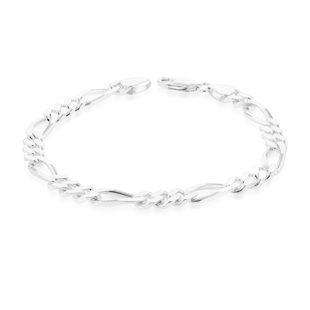21cm Sterling Silver Figaro Chain Bracelet 180 Gauge 1:3 Ratio - Elegant Jewelry for Women, Perfect for Everyday Wear, Gifts & Special Occasions