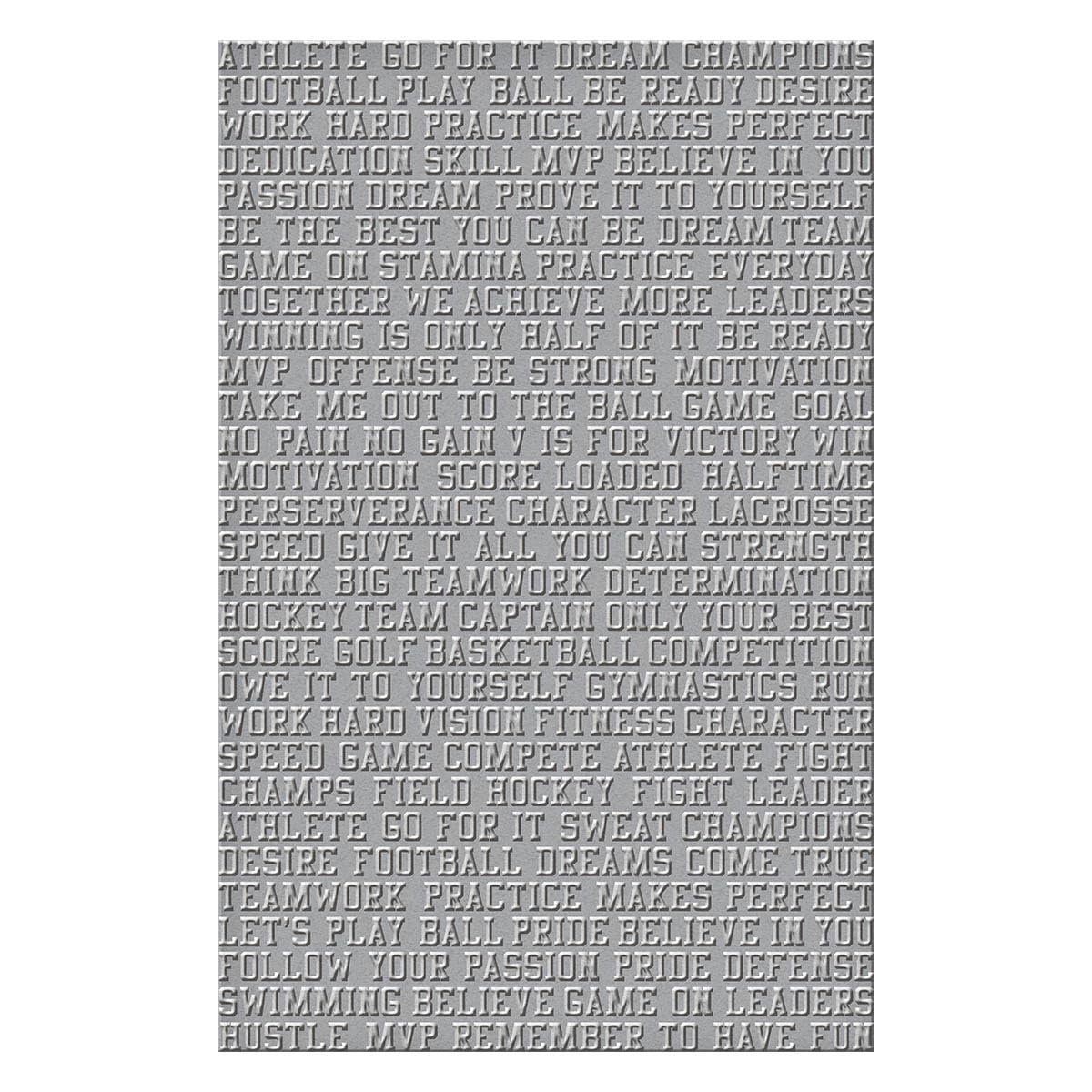 Spellbinders Sports Talk Embossing Folder - Clear 3D Texture for DIY Scrapbooking, Card Making & Paper Crafts - Perfect for Greeting Cards, Invitations & Home Decor Projects