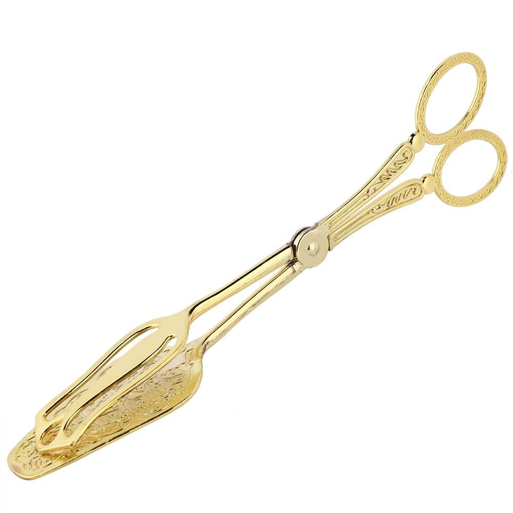 8.7 Inch Stainless Steel Bread Tongs - Multi-Purpose Kitchen Food Clip with Golden Tips for Baking, BBQ & Serving - Dishwasher Safe & Easy Clean for Home & Restaurant Use