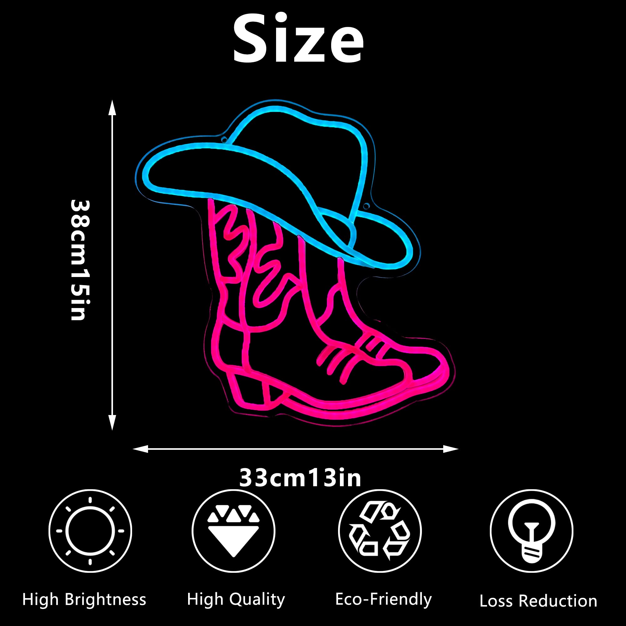 Manimo Cowboy Boot & Hat Neon Sign - Pink LED Cowgirl Boot Wall Decor, Western Aesthetic Art, USB Powered for Game Room, Bedroom, Party, Bar, Wedding, Christmas & Birthday Gift (13x15 Inches) - Perfect for Western-Themed Parties, Home Decor & Unique Gifts