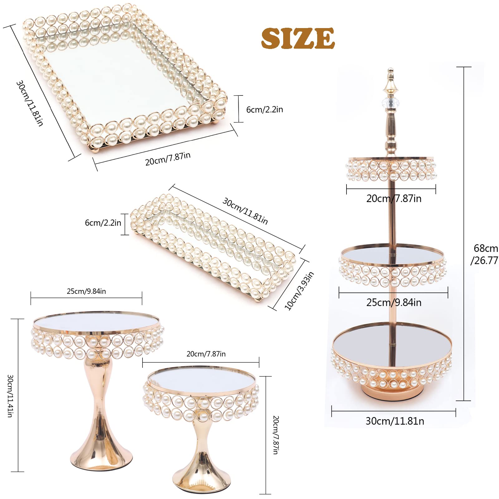 9 Pack Gold Metal Cake Stand Cupcake Holder Set - Creative Dessert Display Serving Platter for Birthday, Wedding & Party Decoration - Perfect for Buffet Tables, Dessert Bars & Special Events