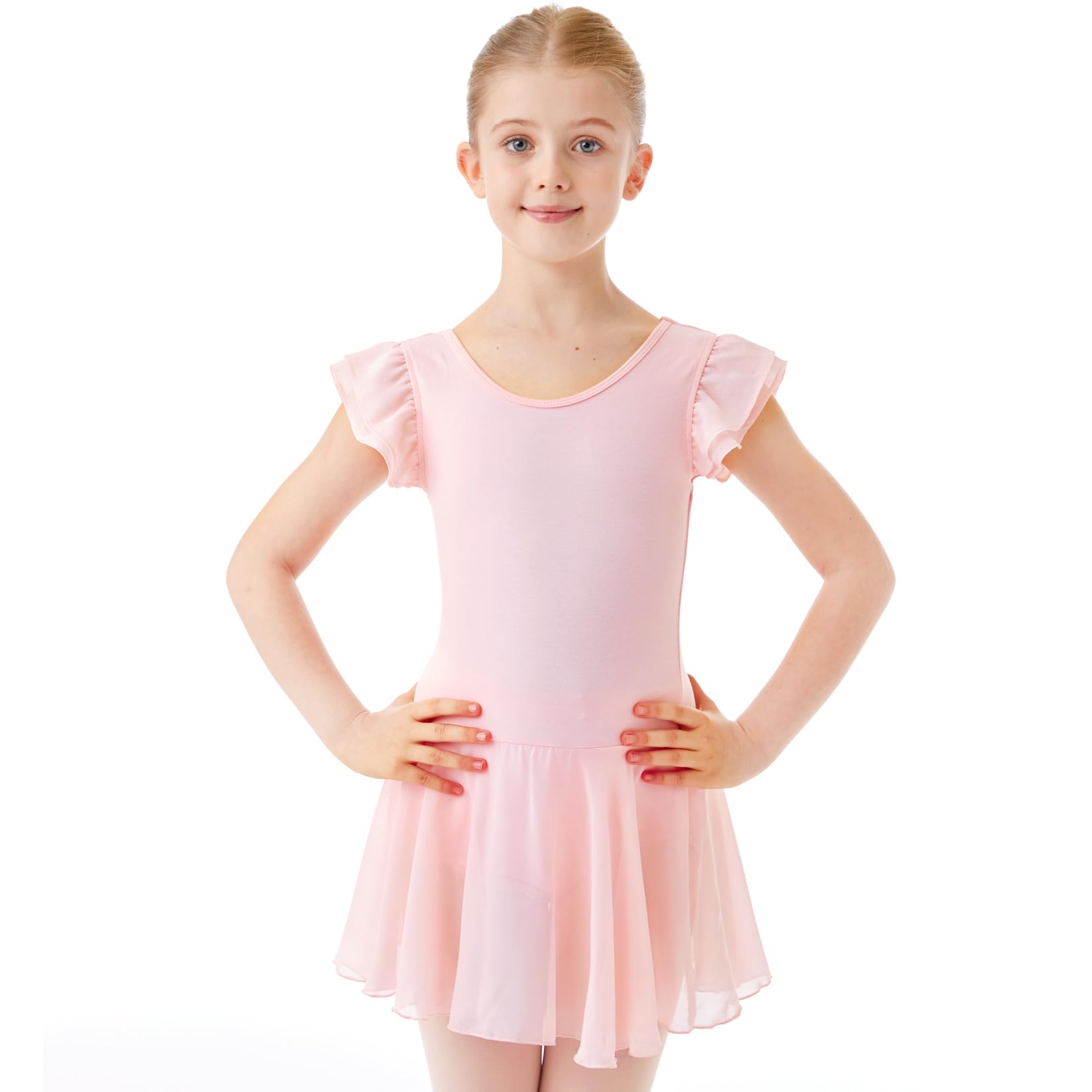 HiDance Girls' Ballet Leotard with Tutu Skirt - Stretchy Dancewear for Ballet, Jazz & Recital Performance - Perfect for Class, Practice & Stage Costumes