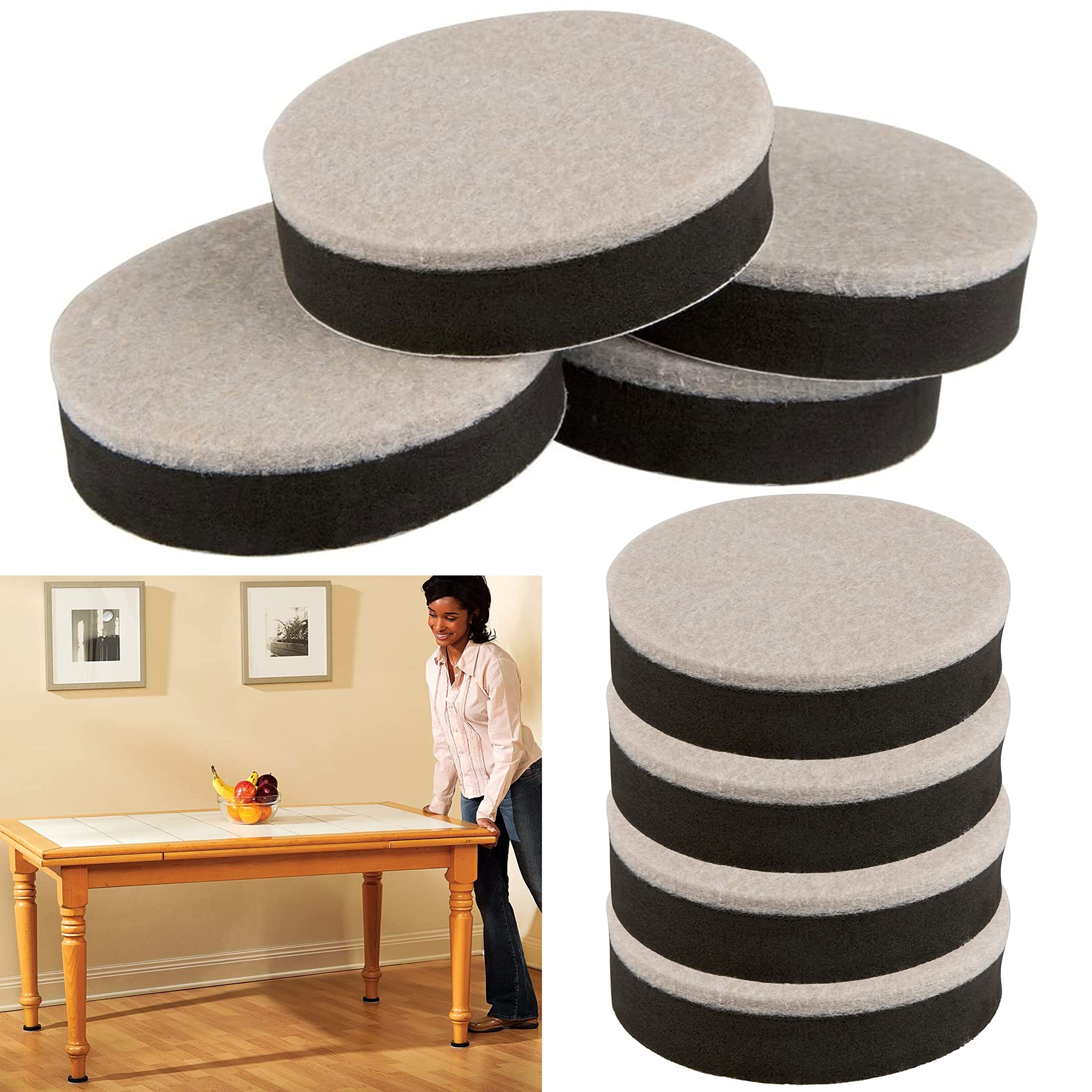 8-Piece Furniture Moving Sliders - Heavy Duty Felt Pads for Wood Floors & Carpets | Protects Floors & Makes Moving Furniture Easy | Perfect for Sofas, Tables, Chairs & More