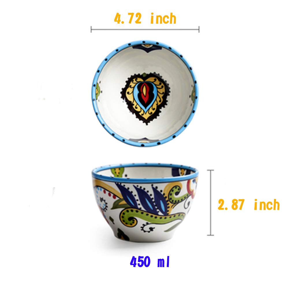 SCAU 4/5/6 Inch Porcelain Bowls Set of 3 - 16/10 Oz Ceramic Bowls for Cereal, Soup, Salad & Pasta - Durable Kitchen & Dining Tableware for Home, Restaurant & Party Use