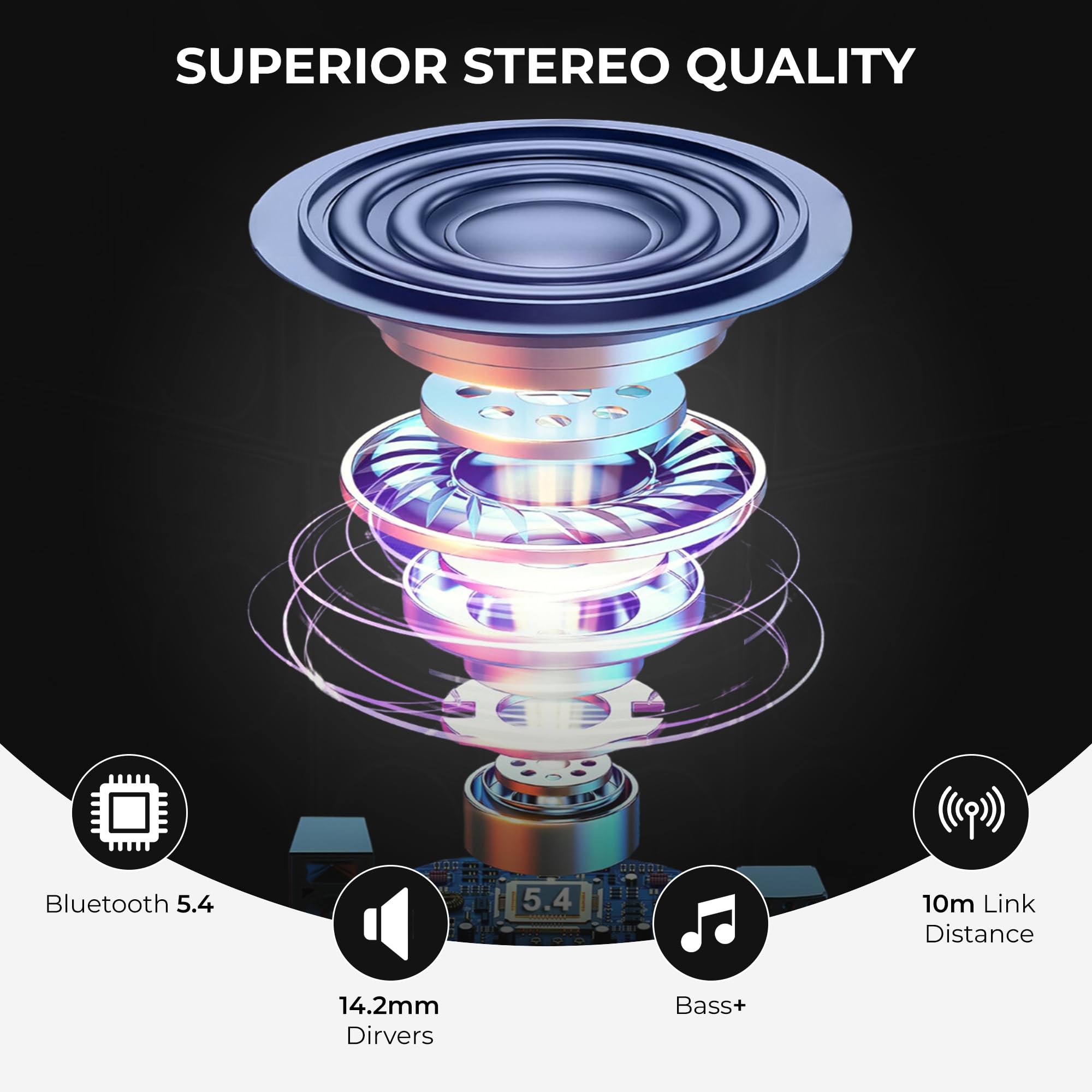 Wireless Bluetooth 5.4 Earbuds with Active Noise Cancelling, Touch Control & Transparency Mode - Premium Black Stereo Headphones for Workout, Travel & Office Use