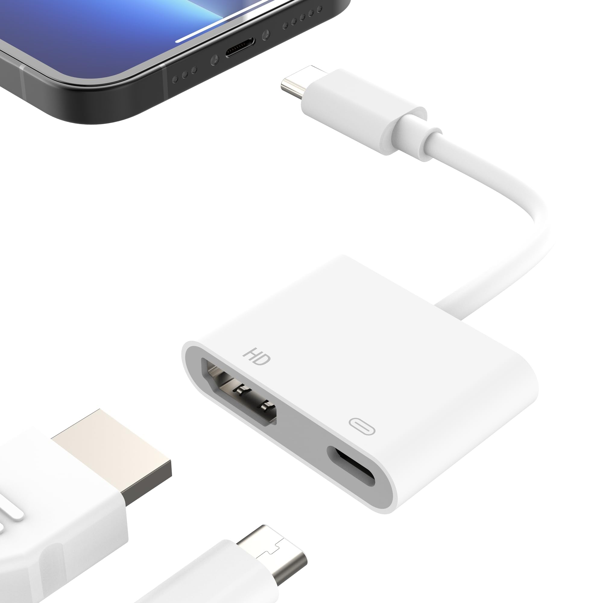 USB C to HDMI Adapter for iPhone 15/16 Pro Max - 4K@60Hz Type C to HDMI Converter with 100W Fast Charging - Compatible with MacBook Pro, iPad Pro, Samsung Galaxy - Perfect for Home Theater, Office Presentations & Gaming