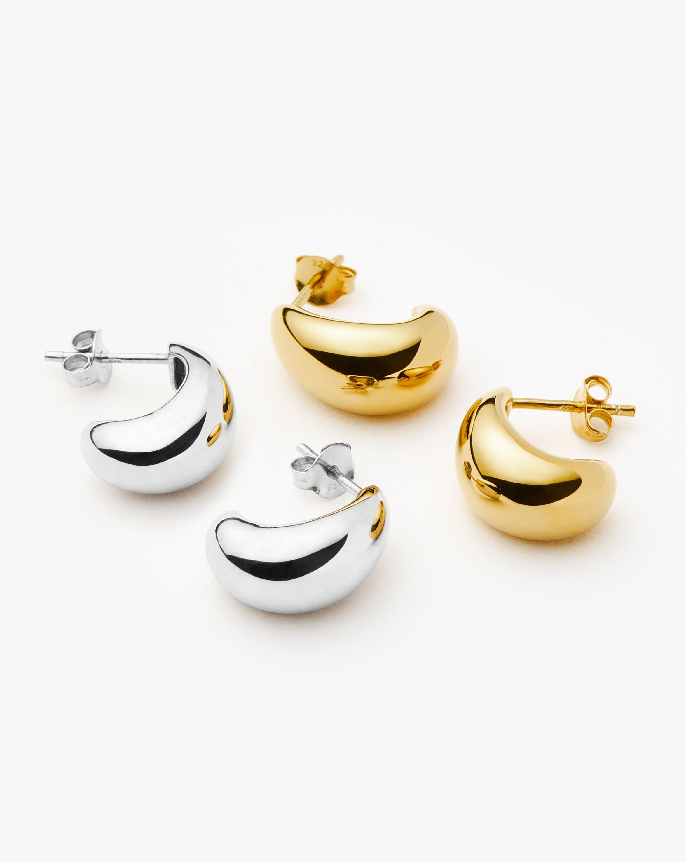 Savi Dome Mini Hoop Earring Set - Mixed Metal Jewelry for Women | Everyday Wear, Gift Giving & Special Occasions
