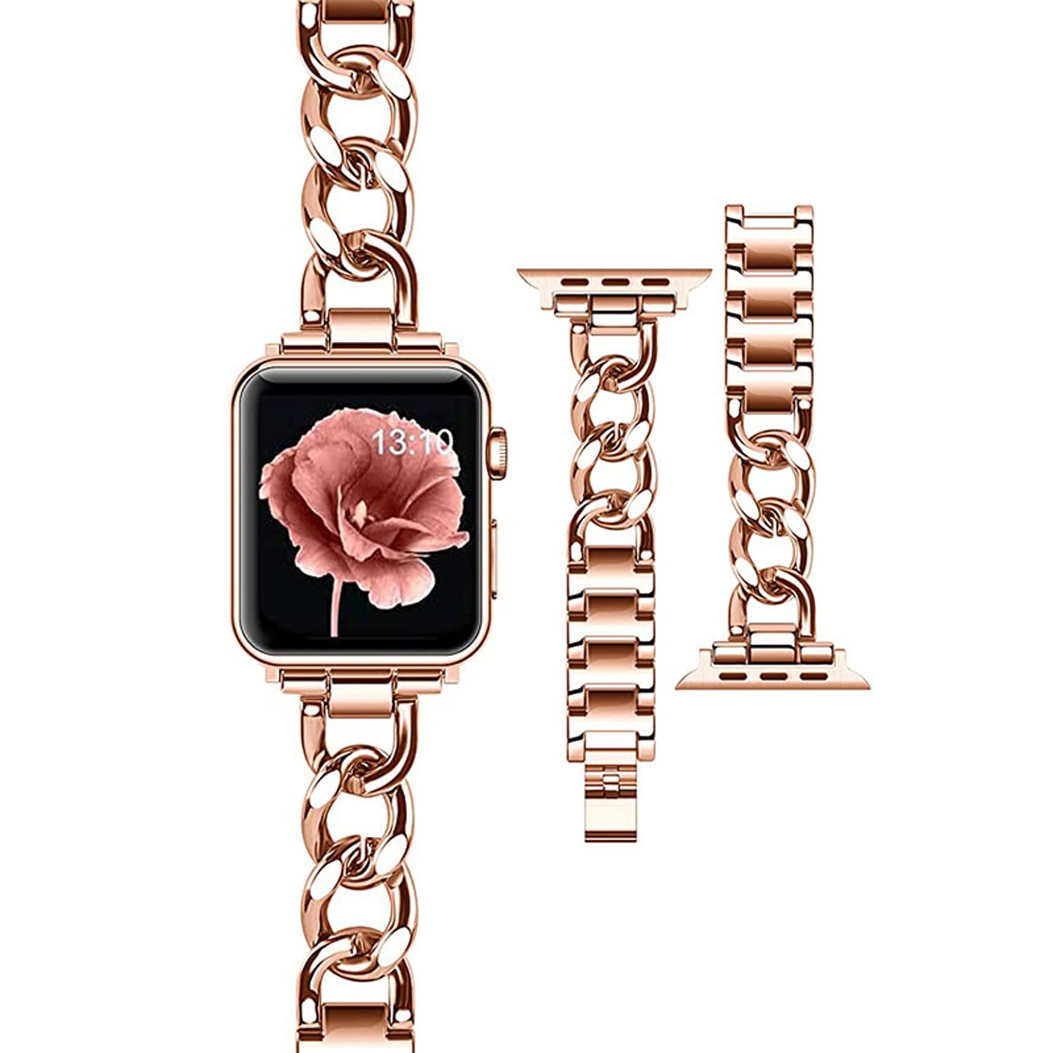 Rose Gold Metal Band for Apple Watch 42mm 44mm 45mm - Compatible with iWatch Series SE/7/6/5/4/3/2/1 - Elegant Stainless Steel Replacement Strap for Women & Men - Perfect for Workouts, Office & Everyday Wear