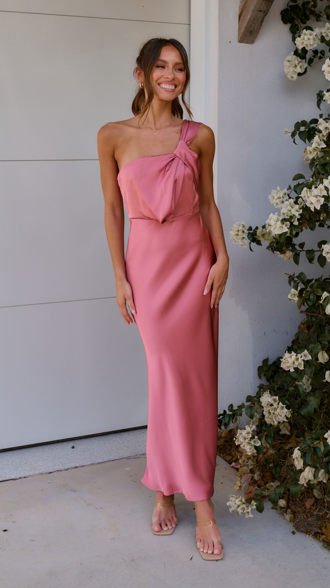 Greta Maxi Dress - Flowy Long Summer Dress for Women, Baked Rose | Elegant Boho Chic Dress for Beach, Wedding, and Casual Outings