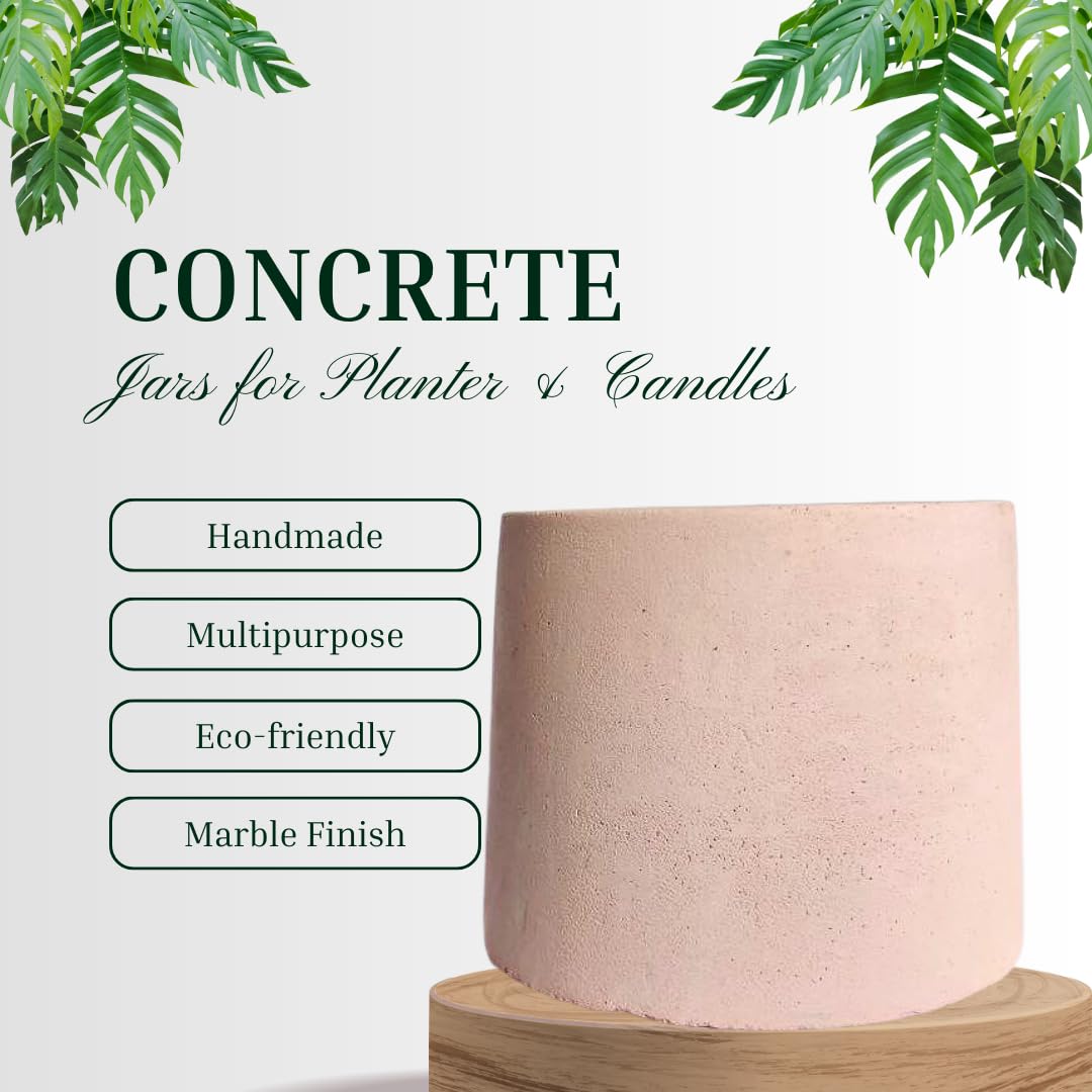 Floryn Decor Handmade Concrete Candle Jars - DIY Candle Making Kit with Pink Concrete Containers for Candles, Plants & Home Decor | Perfect for Wedding Centerpieces, Bathroom Decor & Gift Giving