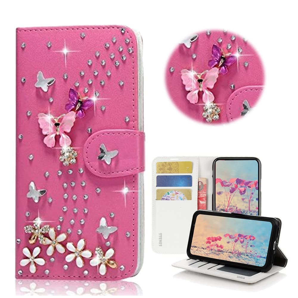STENES Bling Wallet Case for Samsung Galaxy Note 20 - 3D Butterfly Floral Leather Cover - Perfect for Parties & Travel