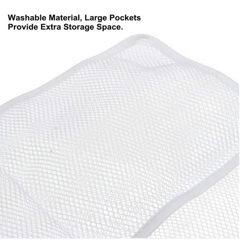 Quick Dry Mesh Shower Organizer with 6 Pockets & 4 Hooks - Hanging Bathroom Storage for Toiletries, Cosmetics, and Shower Accessories - Perfect for Small Spaces, Dorm Rooms, and Travel
