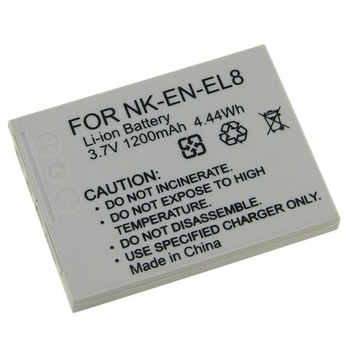 EN EL8 Rechargeable Lithium-ion Replacement Battery for Nikon Coolpix Digital Cameras - Compatible with Select Models - Perfect for Travel Photography & Outdoor Shooting