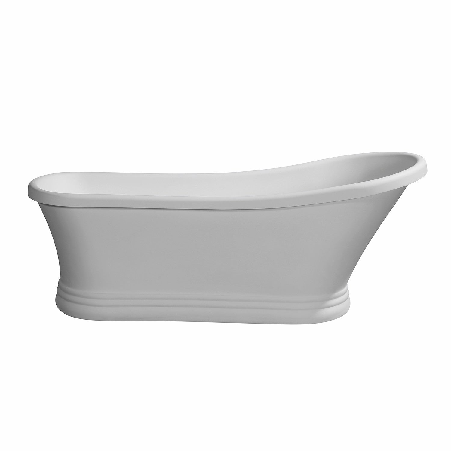 Arcticstone 68-Inch Solid Surface Oval Freestanding Bathtub - Glossy White/Matte White Slipper Pedestal Tub with Drain (No Faucet Holes) | Luxury Soaking Tub for Master Bathroom, Spa Retreat & Modern Home Decor