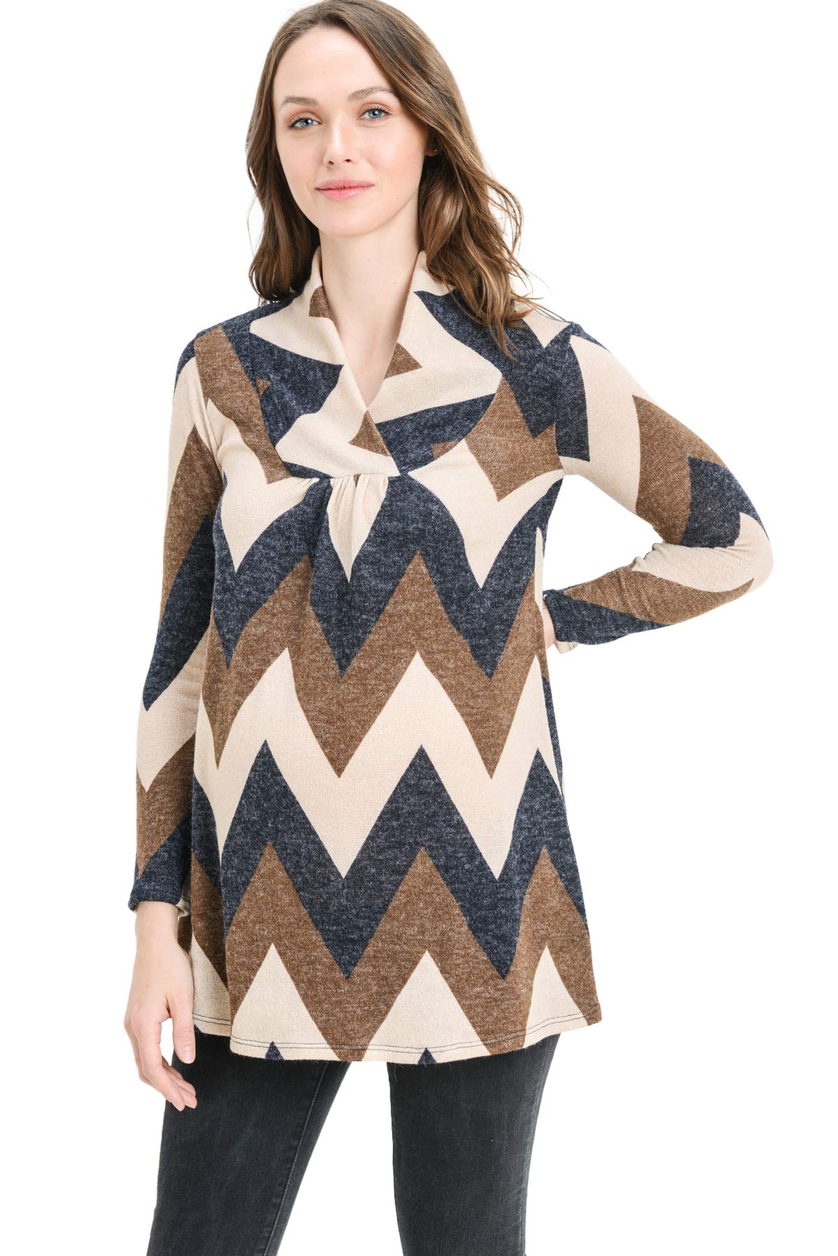 HELLO MIZ Women's Maternity Sweater - Soft Knit Long Sleeve Tunic Top for Pregnancy | Comfortable Nursing & Casual Wear for Expecting Moms