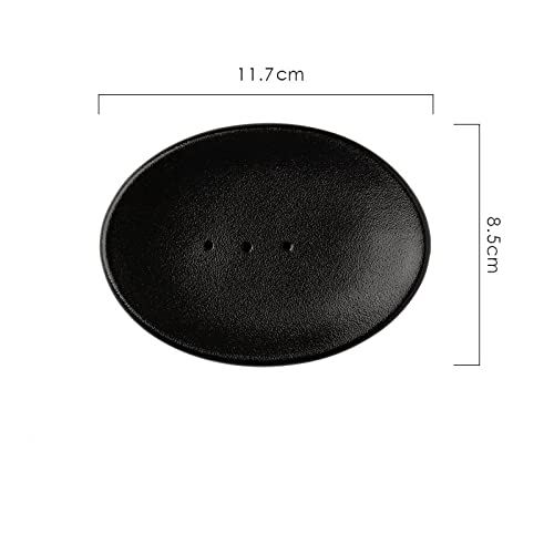 Ceramic Soap Dish with Drain Hole - Oval Bar Soap Holder for Bathroom, Shower & Kitchen Sink | Wall-Mounted Sponge & Soap Storage Container | Perfect for Showers, Vanities & Wet Areas