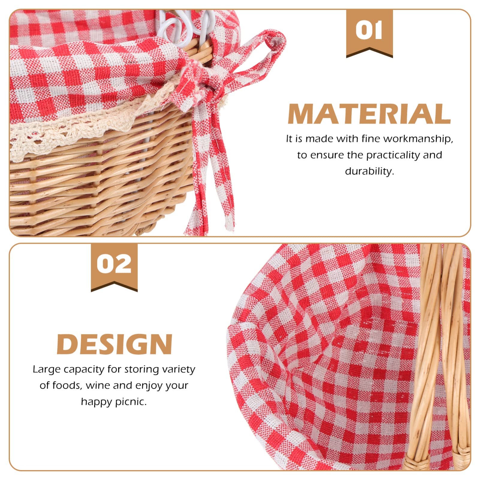 Eco-Friendly Rattan Picnic Basket - Multipurpose Woven Storage Container for Food, Groceries, Flowers & Home Decor | Perfect for Halloween, Picnics, Weddings & Beach Outings | Durable Handwoven Decorative Hamper