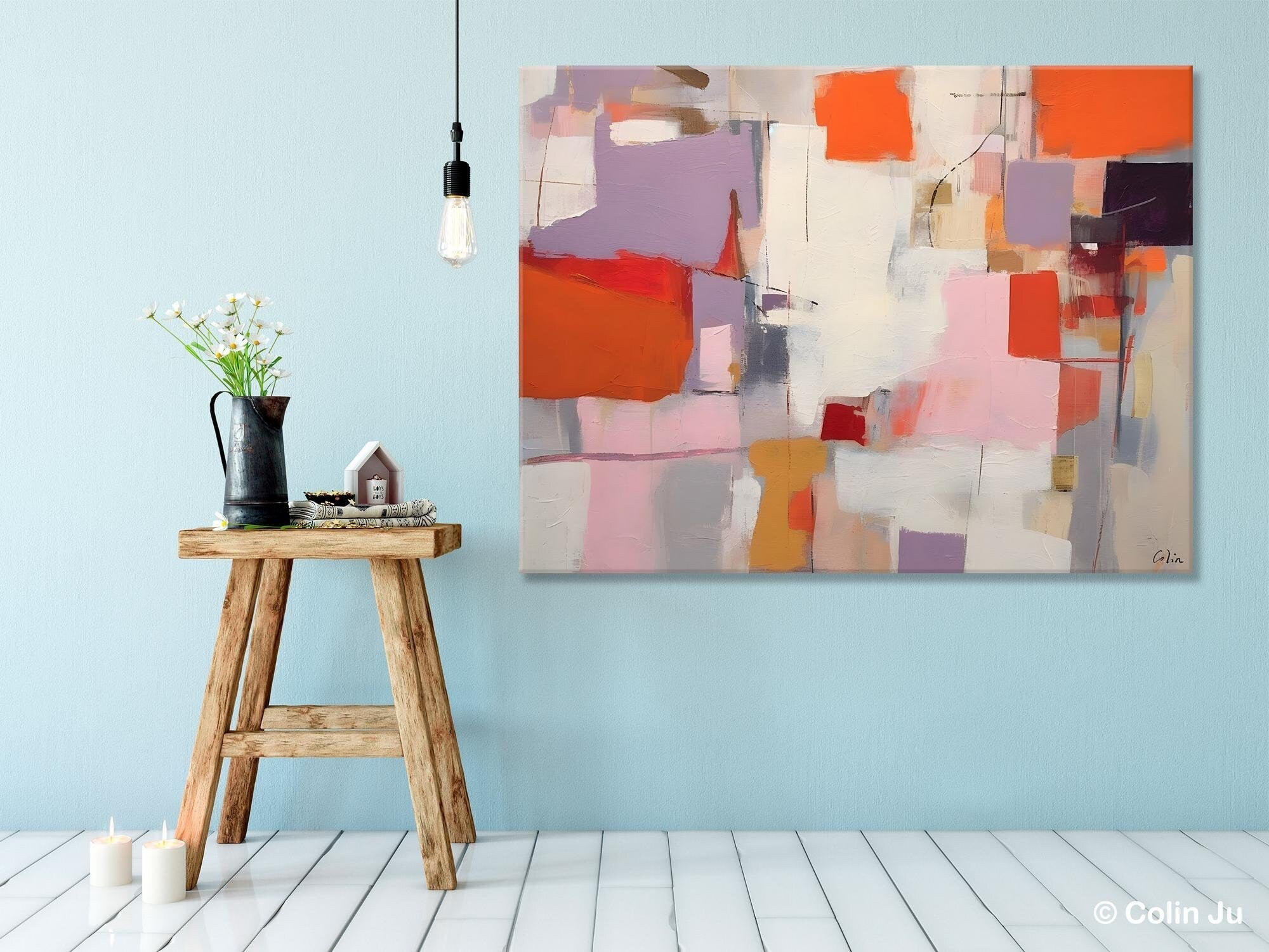 Large Original Abstract Acrylic Paintings on Canvas - Contemporary Oversized Modern Wall Art for Living Room, Bedroom & Office Decor