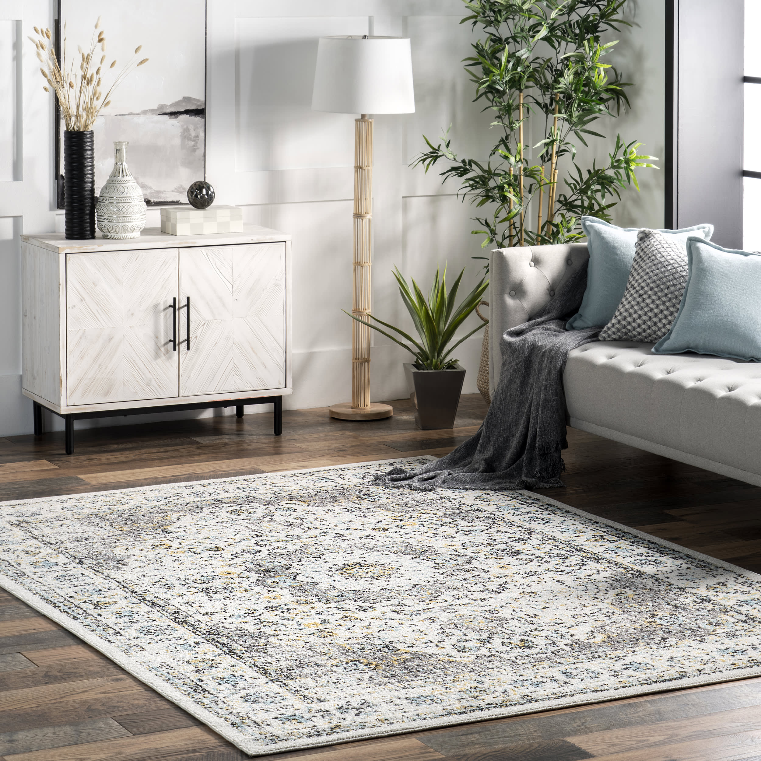 Vintage Distressed Persian Rug - Handmade Grey Area Rug for Boho & Farmhouse Decor | Perfect for Living Room, Bedroom & Office