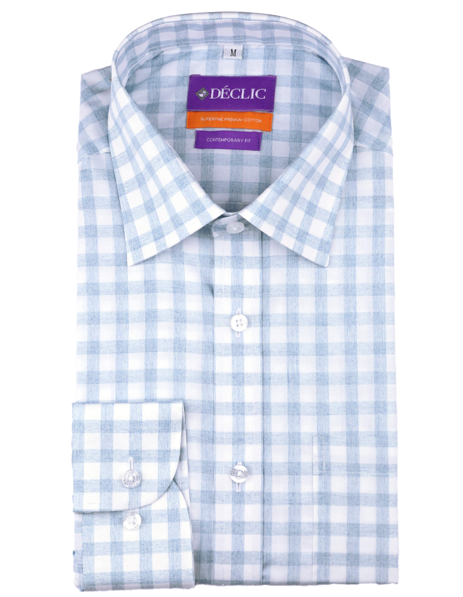 DÉCLIC Kindling Check Shirt for Men - Classic Blue Plaid Flannel Shirt for Outdoor Camping, Hiking and Casual Wear