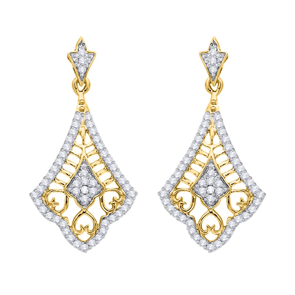 KATARINA Diamond Dangle Earrings 3/8 cttw G-H I2-I3 in 14K Gold or Sterling Silver - Elegant Jewelry for Women, Perfect for Weddings, Parties & Special Occasions